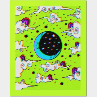 Trippy moon Posters and Art